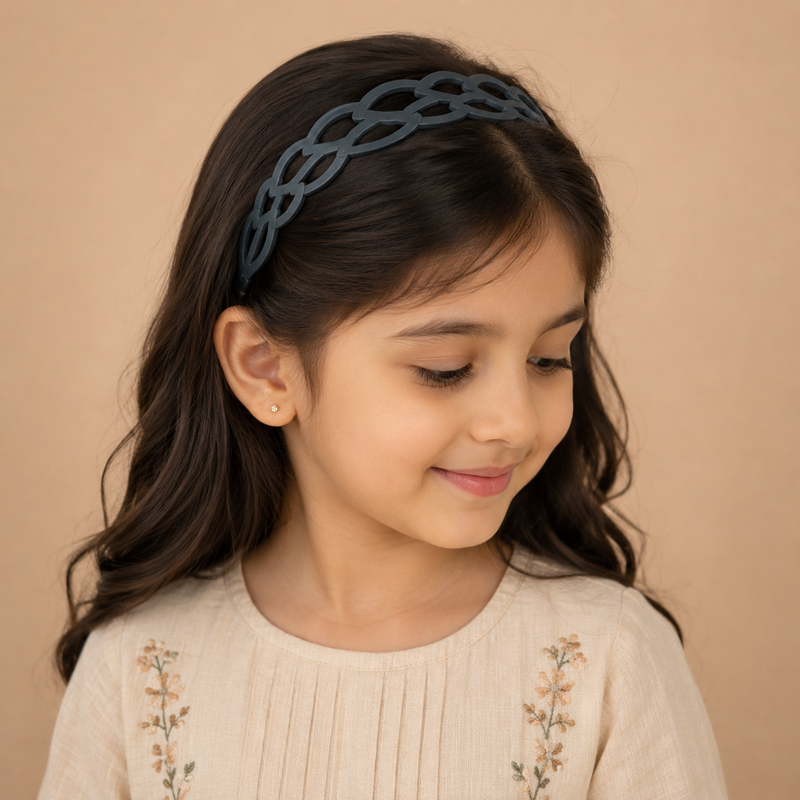 : Elegant Rose Flower Design Hair Headband for Girls & Women – Black