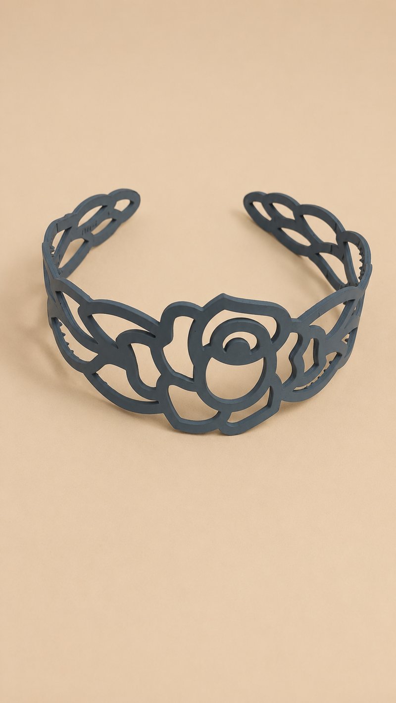 : Elegant Rose Flower Design Hair Headband for Girls & Women – Black