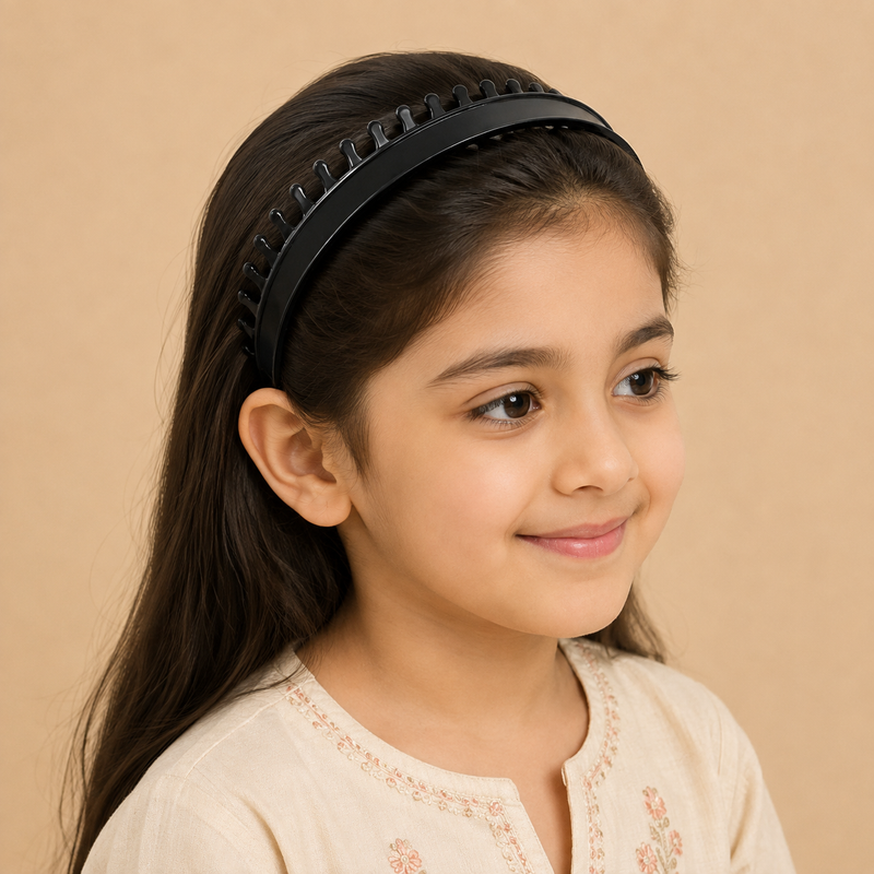 Anti-Slip Comb Teeth Hair Headband for Girls & Women – Black