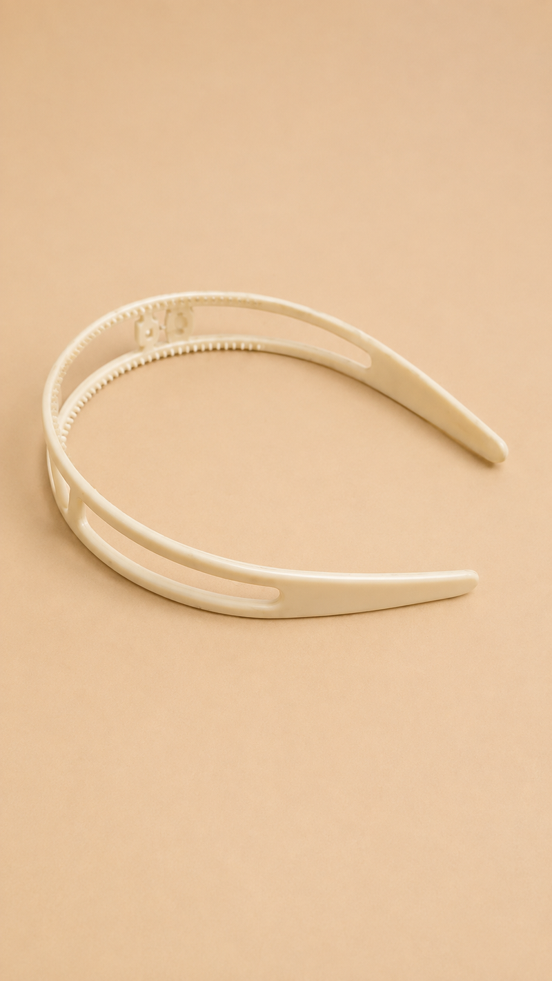 Elegant Open-Design Plastic Hair Headband for Girls & Women – Cream