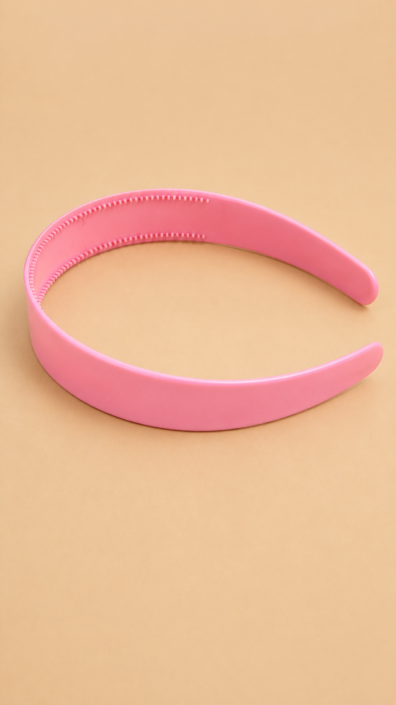 Classic Wide Plastic Hair Headband for Girls & Women – Pink