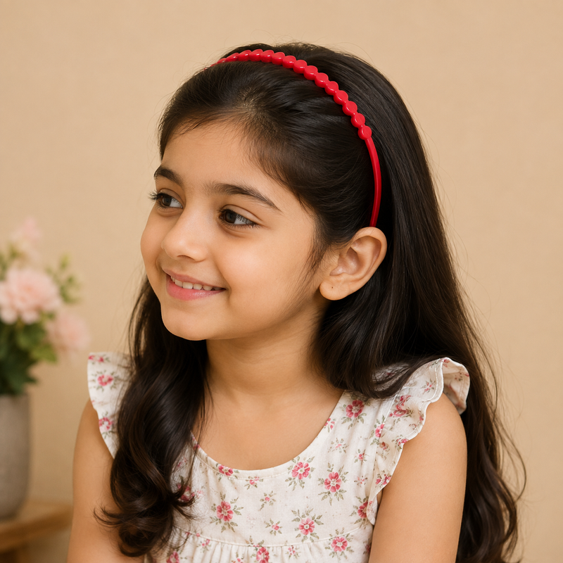 Red Beaded Hair Headband for Girls – Cute & Stylish Hair Band