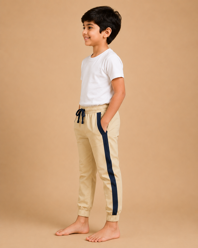 Kids Beige Casual Jogger Pants – Comfortable Everyday Trouser