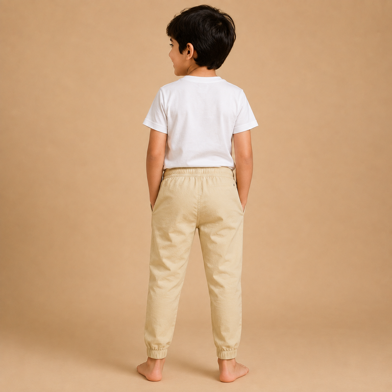 Kids Beige Casual Jogger Pants – Comfortable Everyday Trouser
