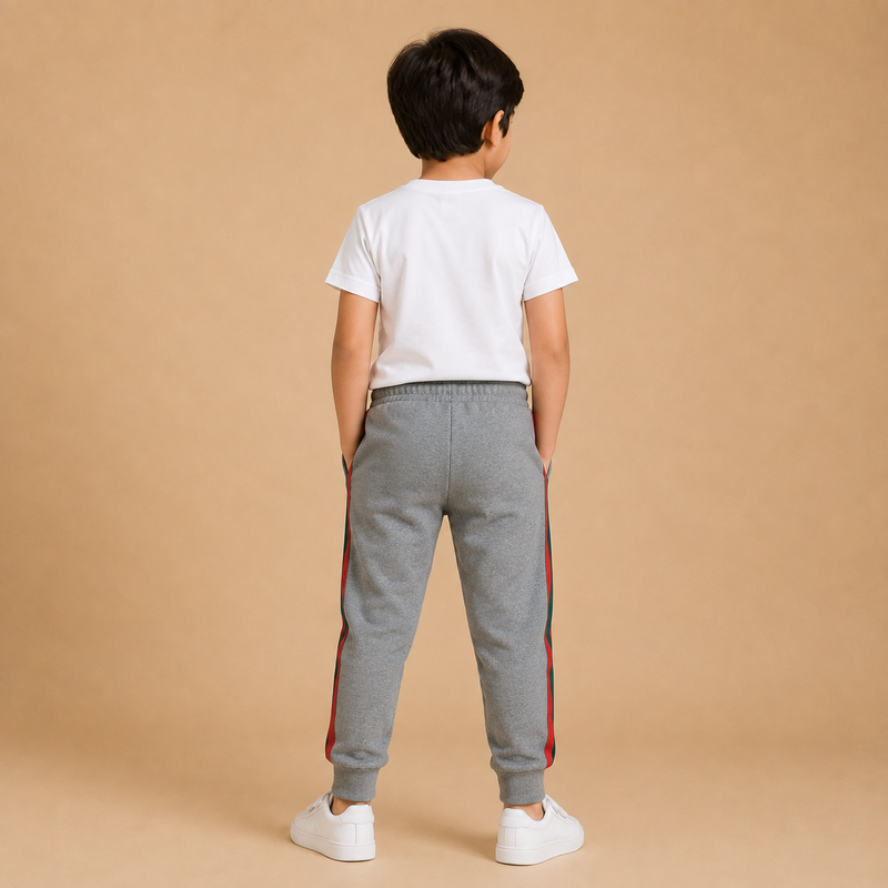 Kids Grey Side Stripe Jogger Pants – Comfortable Casual Trouser