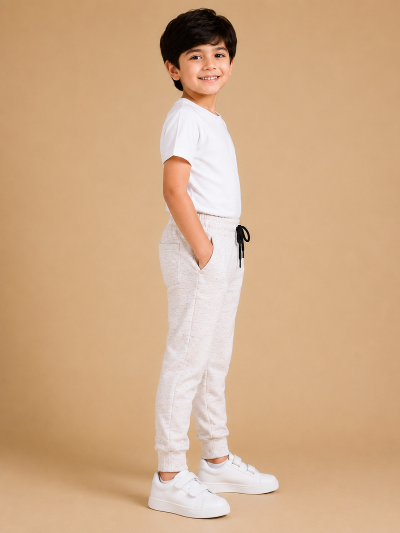Kids Premium Light Beige Jogger Pants – Soft & Comfortable Casual Trousers