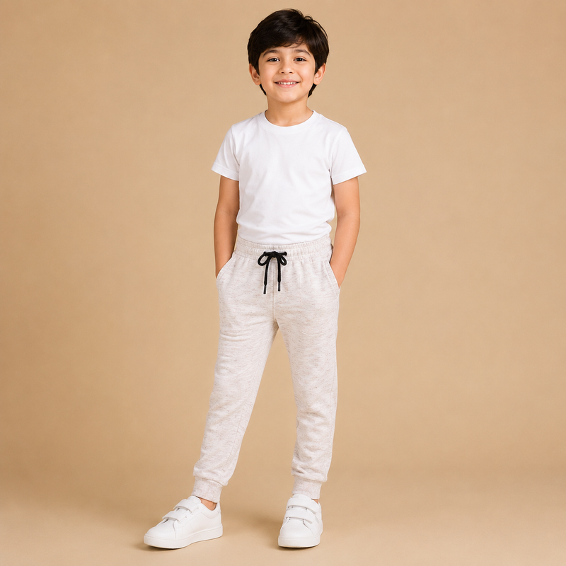 Kids Premium Light Beige Jogger Pants – Soft & Comfortable Casual Trousers