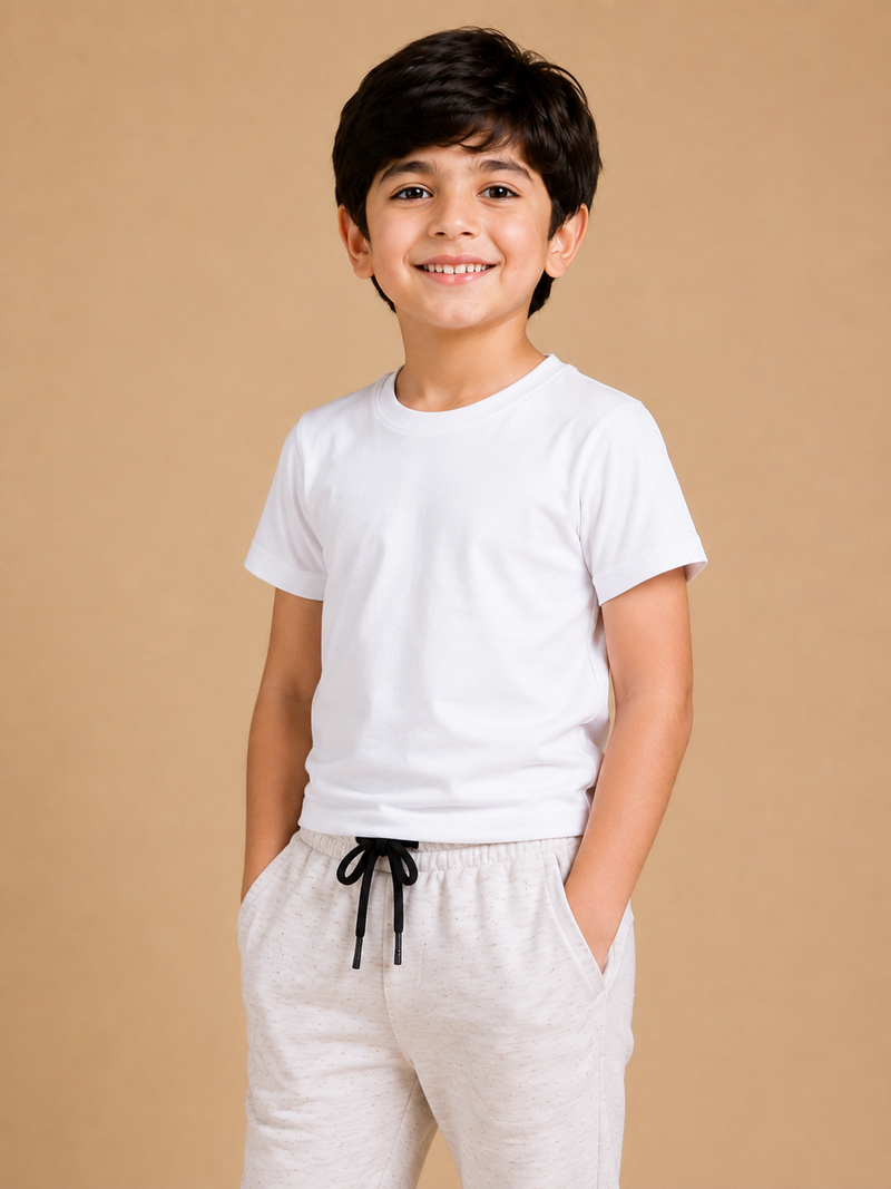 Kids Classic Plain White Cotton T-Shirt – Soft & Comfortable