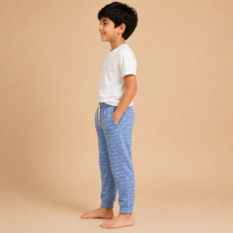 Kids Blue Melange Jogger Pants – Soft & Comfortable Casual Wear