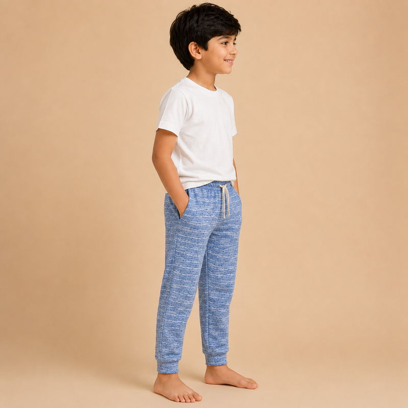 Kids Blue Melange Jogger Pants – Soft & Comfortable Casual Wear