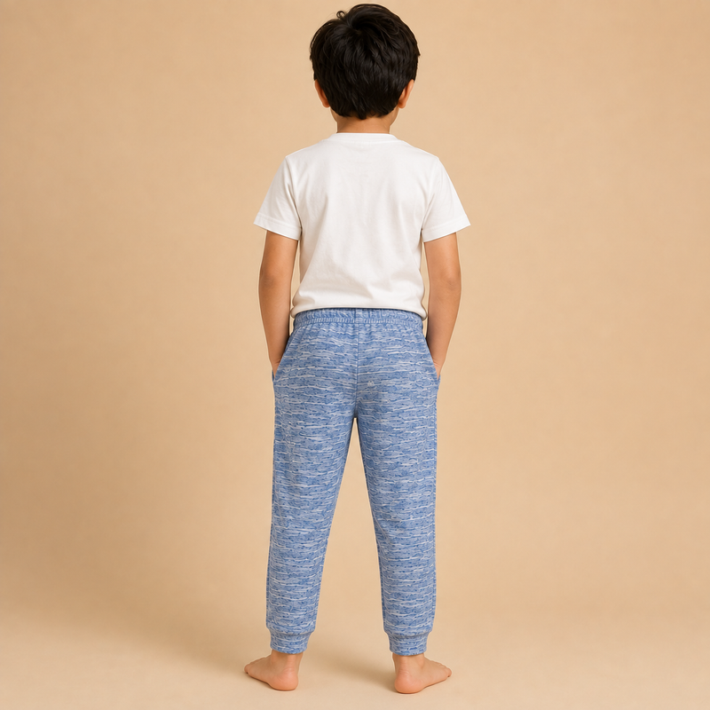 Kids Blue Melange Jogger Pants – Soft & Comfortable Casual Wear