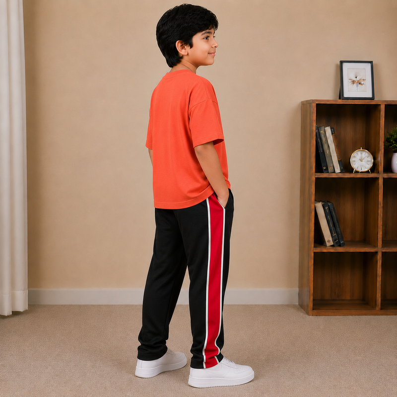 Kids Oversized Drop Shoulder T-Shirt – Coral Orange