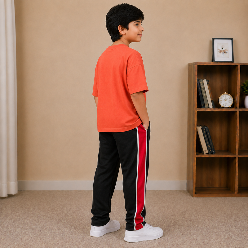 Kids Oversized Drop Shoulder T-Shirt – Coral Orange