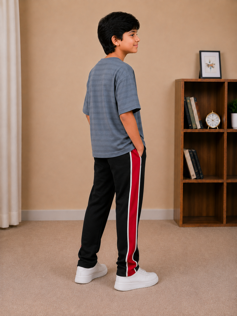 Kids Oversized Drop Shoulder Striped T-Shirt – Grey
