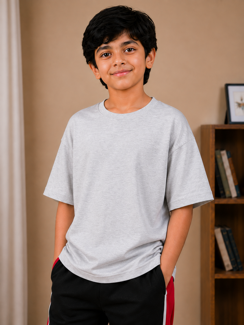 Kids Oversized Drop Shoulder T-Shirt – Light Grey