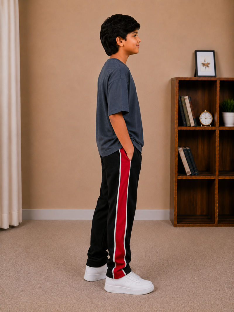 Kids Oversized Drop Shoulder Textured T-Shirt – Charcoal Grey