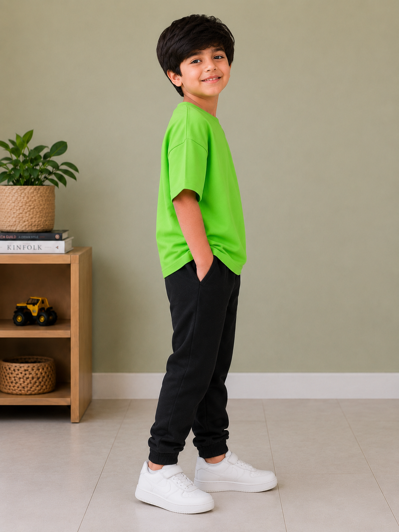 Kids Oversized Drop Shoulder T-Shirt – Bright Green