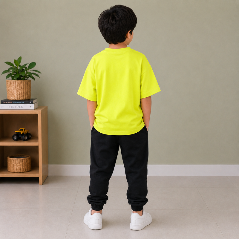 Kids Oversized Drop Shoulder T-Shirt – Neon Yellow hs12