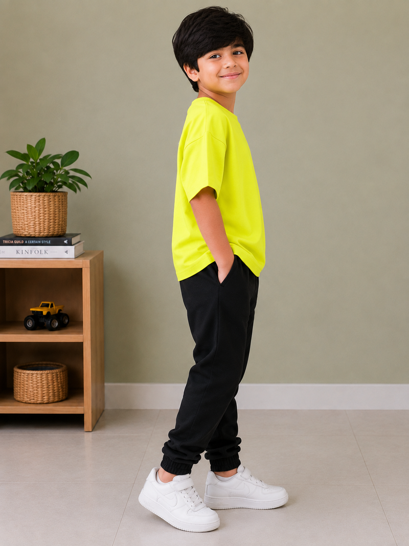 Kids Oversized Drop Shoulder T-Shirt – Neon Yellow hs12