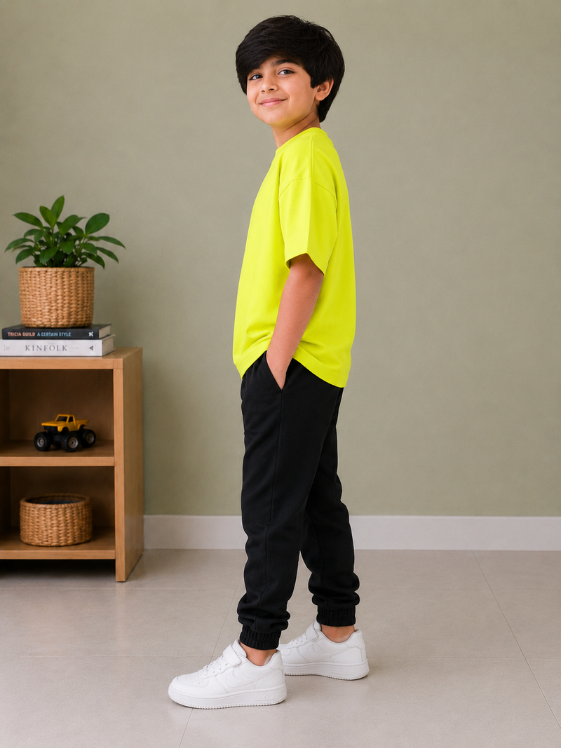 Kids Oversized Drop Shoulder T-Shirt – Neon Yellow hs12
