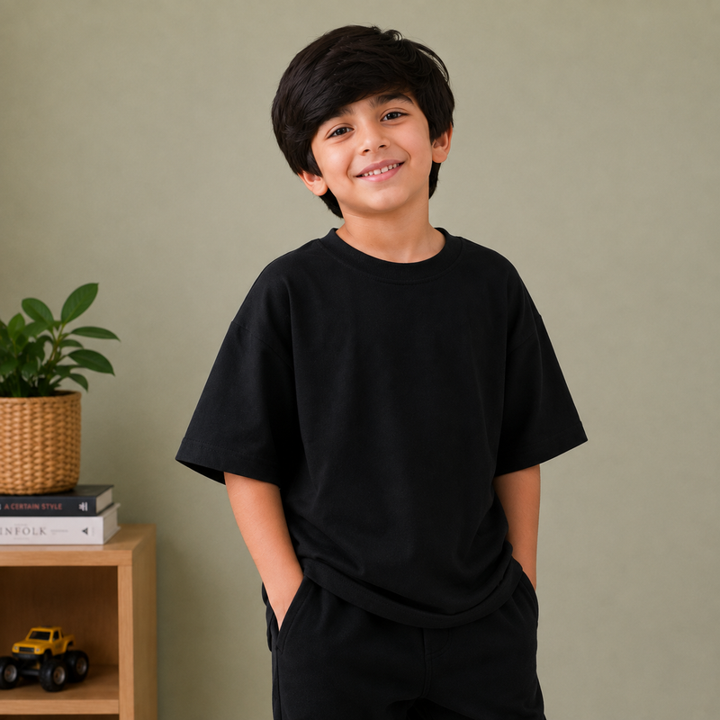 Kids Oversized Drop Shoulder T-Shirt – Black