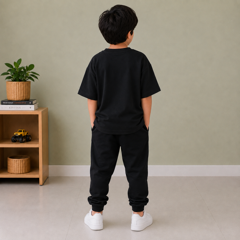 Kids Oversized Drop Shoulder T-Shirt – Black