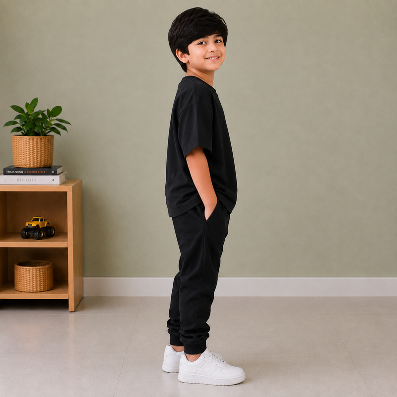 Kids Oversized Drop Shoulder T-Shirt – Black