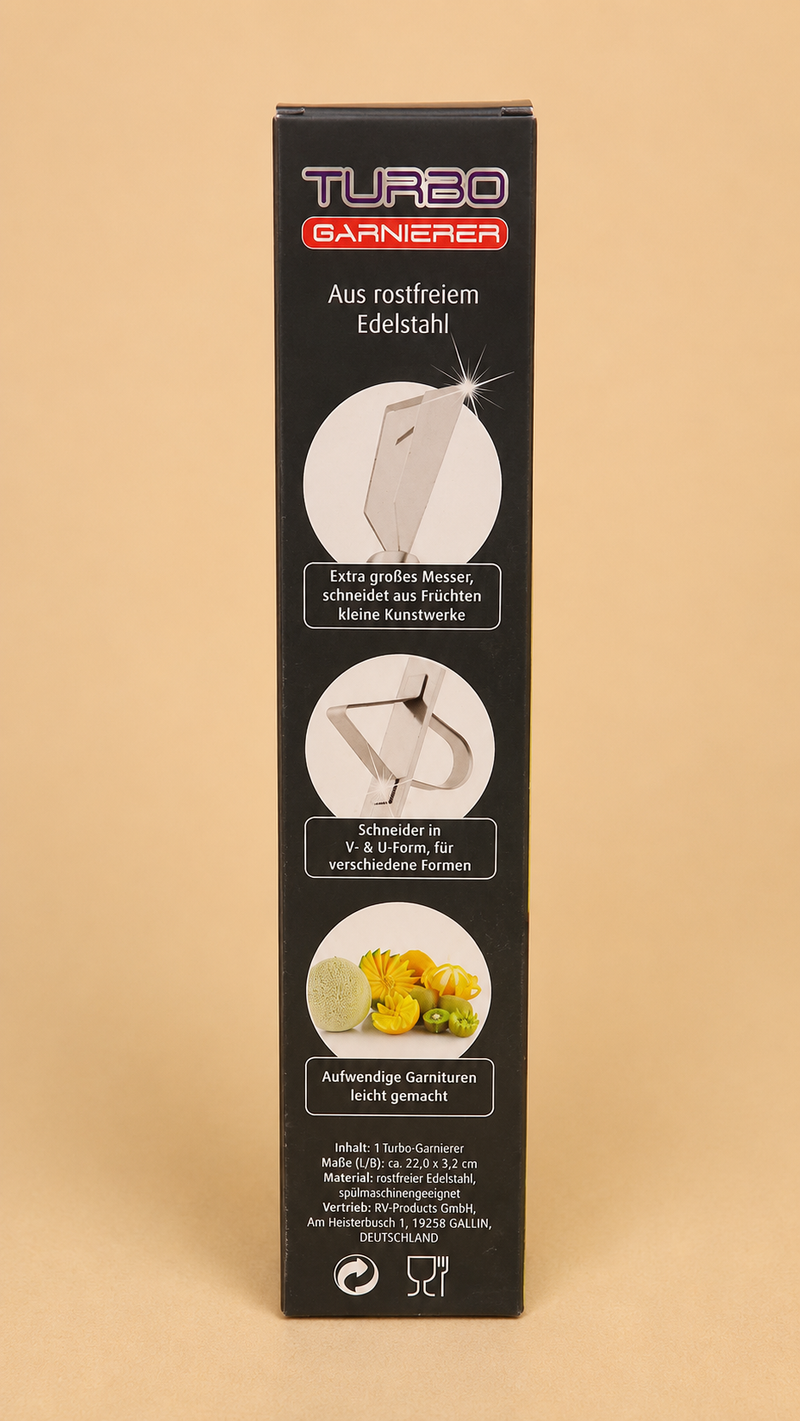 Turbo 3-in-1 Stainless Steel Garnier & Fruit Carving Tool
