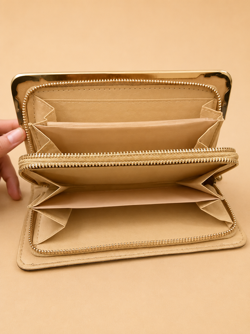 Women's Luxury Brown Crocodile Pattern Wallet – Long Zip Clutch Purse with Card Holder