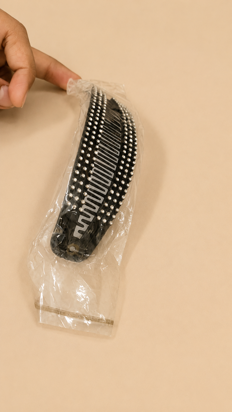 Elegant Black Rhinestone Banana Hair Clip for Women