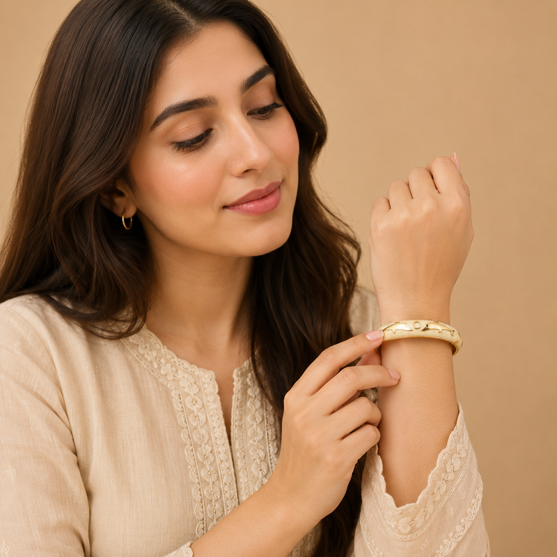 Elegant Gold-Tone Dolphin Design Hinged Bangle Bracelet for Women
