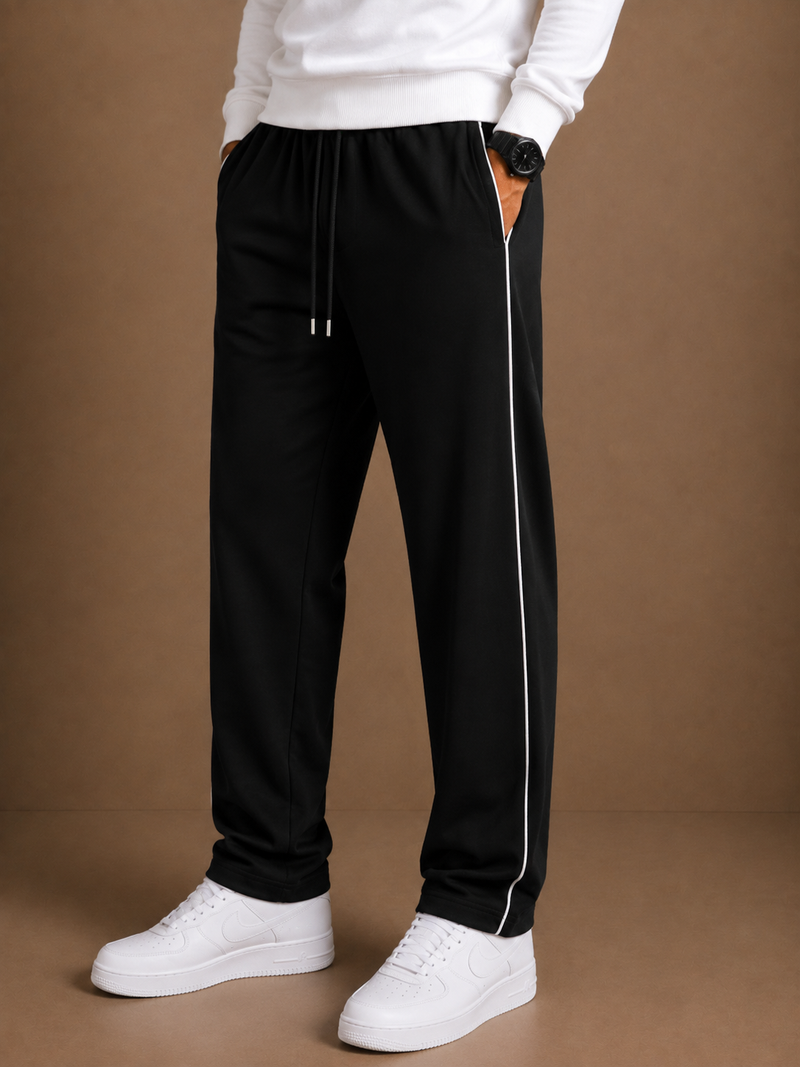 Stylish Regular Fit Both Season Trouser For Men Roesy Black with white stripes tr8
