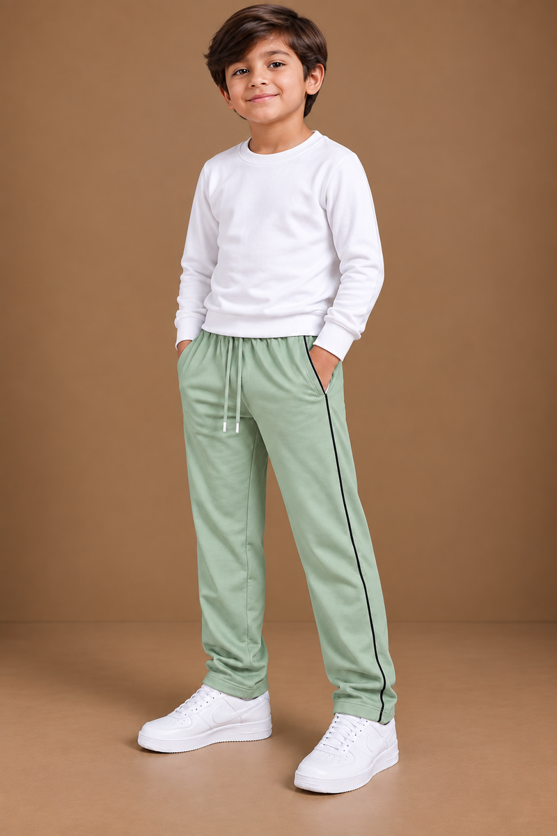 Premium Kids Fleece Trouser for off-white green  bnm04