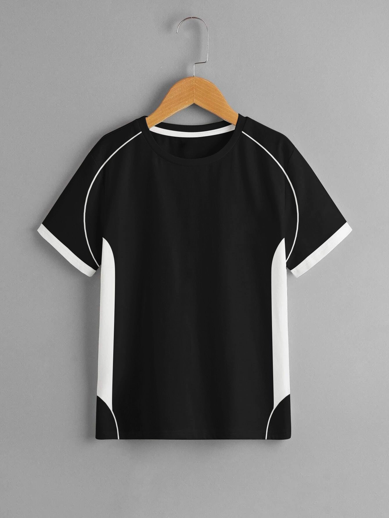 Cloke Active Wear Crew Neck T-Shirt For Kids-Black & White-BR13604