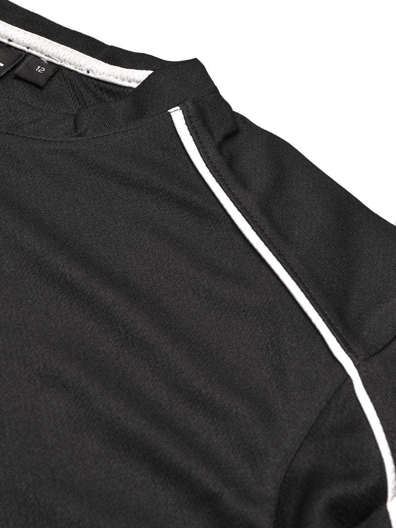 Cloke Active Wear Crew Neck T-Shirt For Kids-Black & White-BR13604