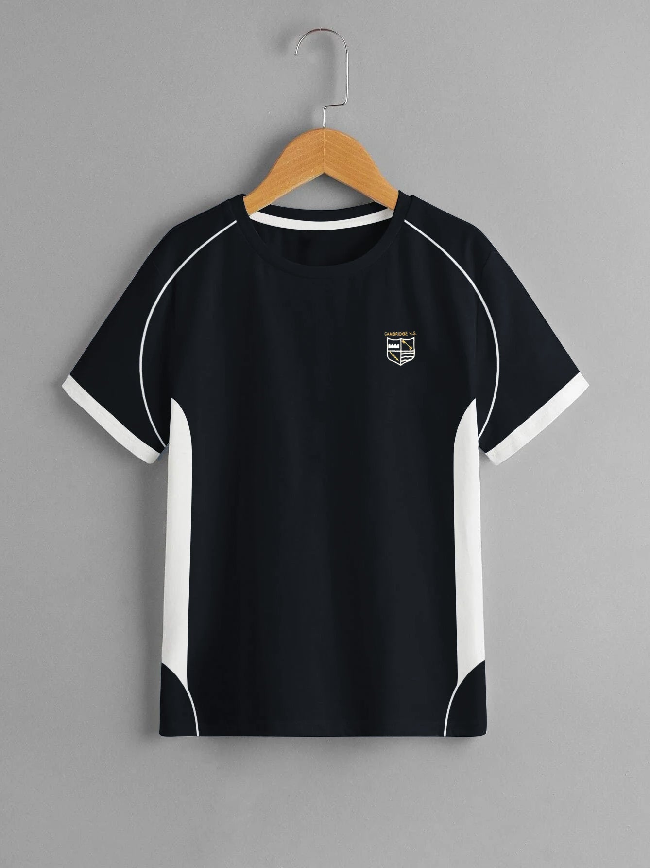 Cloke Active Wear Crew Neck T-Shirt For Kids-Navy & White-BR15651