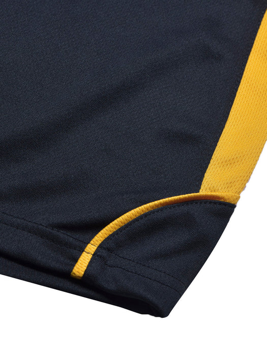 Cloke Active Wear Crew Neck T-Shirt For Kids-Navy & Yellow-BR13603