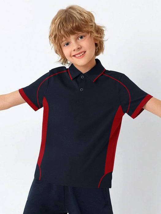 Cloke Active Wear Polo Shirt For Kids-Navy & Red-BR13602