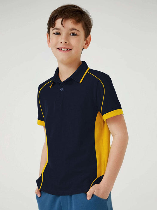 Cloke Active Wear Polo Shirt For Kids-Navy & Yellow-BR13601