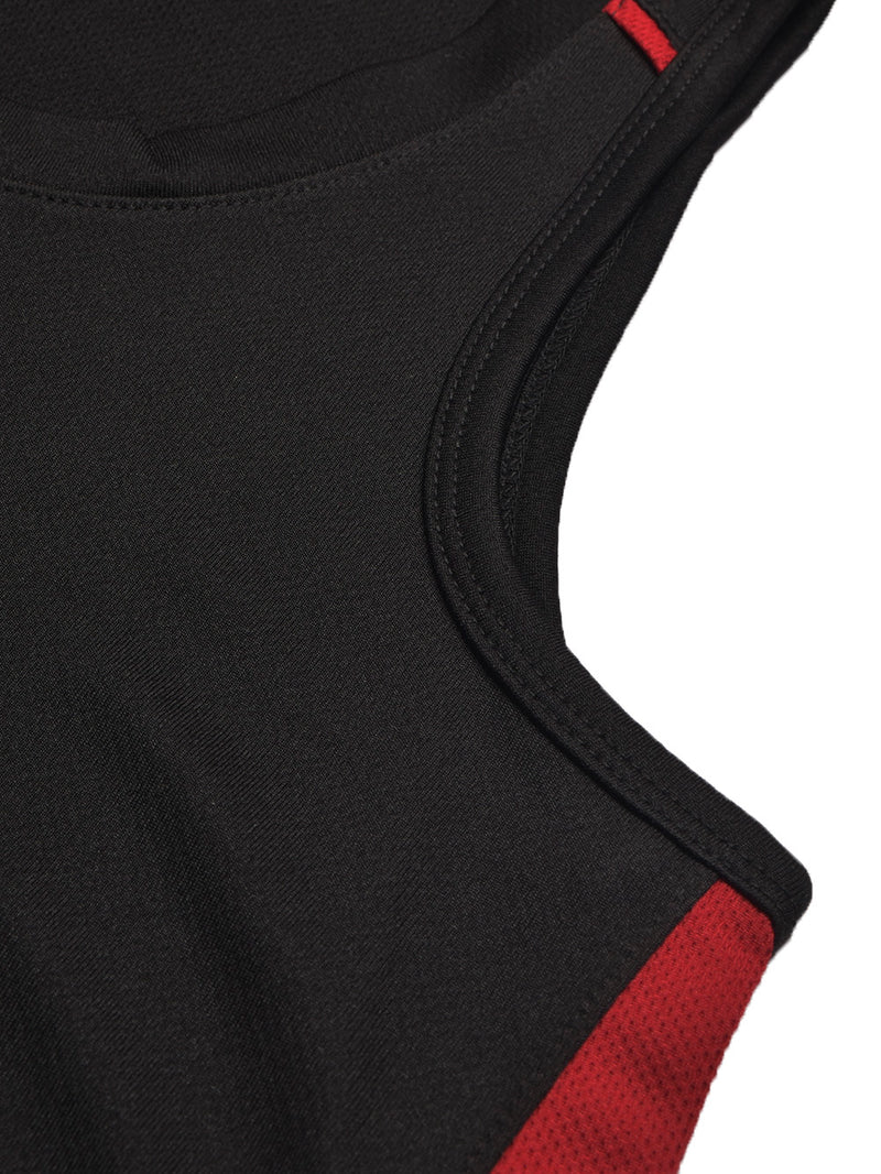 Cloke Active Wear Sleeveless T-Shirt For Kids-Black & Red-BR13607