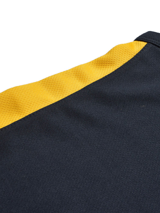 Cloke Active Wear Sleeveless T-Shirt For Kids-Navy & Yellow-BR13606