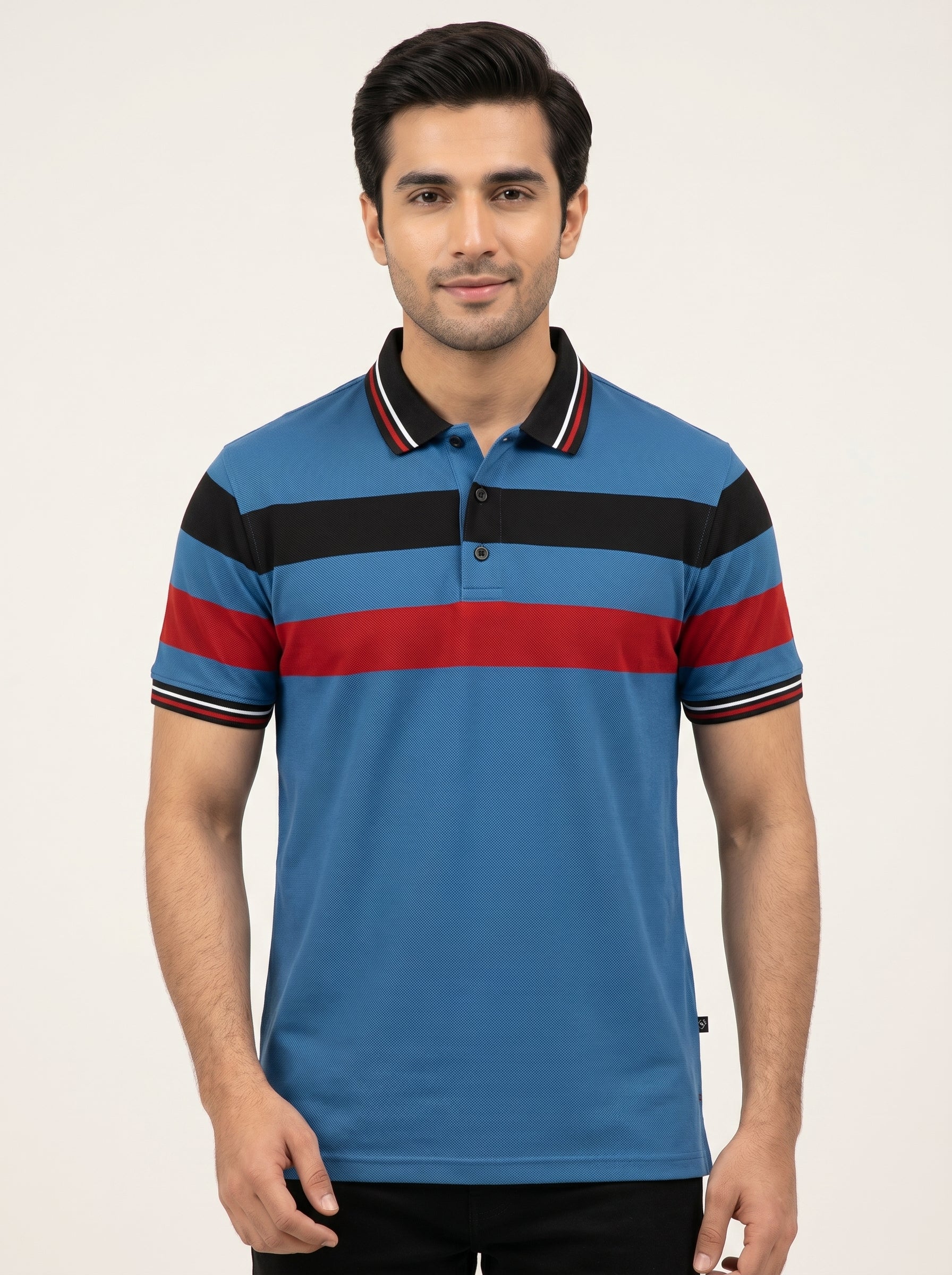 Stylish Spandex Dry Polo Shirt For Men-Blue-BE1342/Rt017