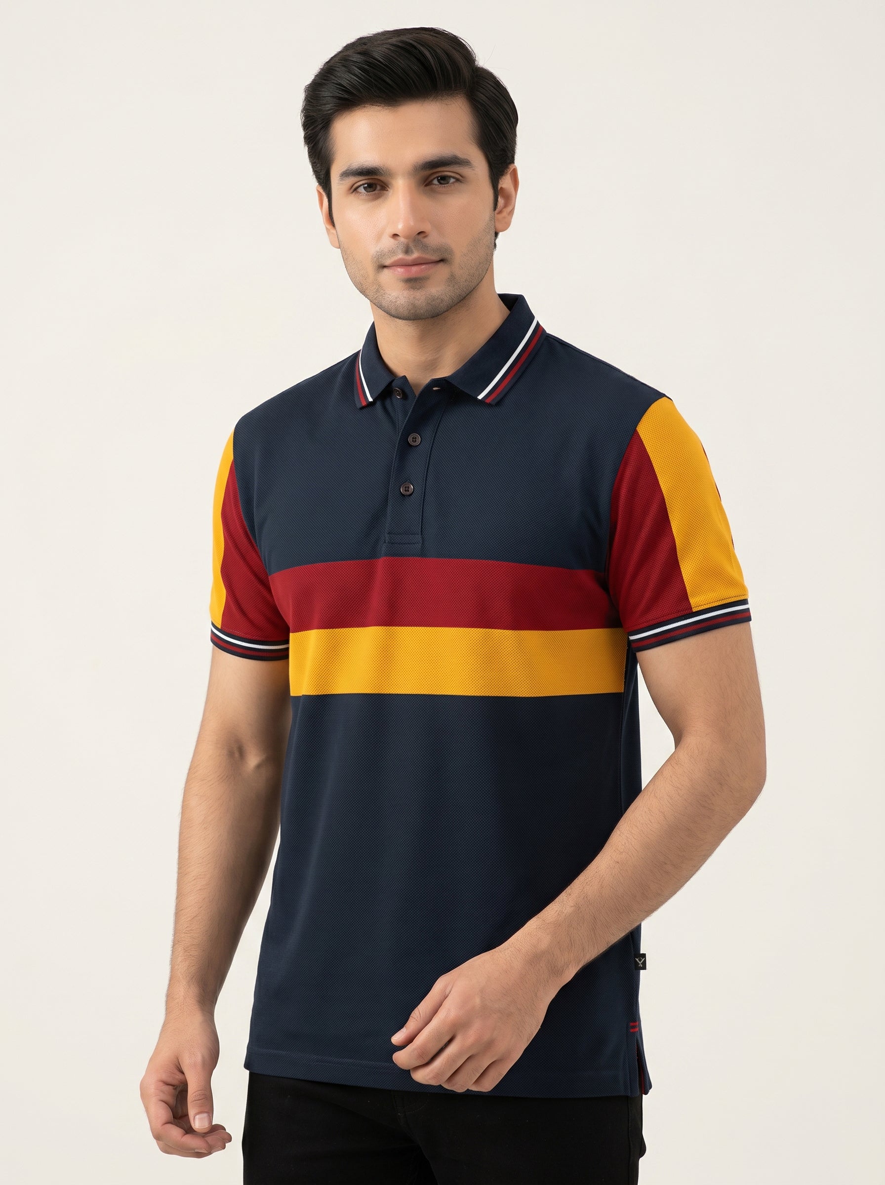 Stylish Spandex Dry Polo Shirt For Men-Black-BE1342/Rt020