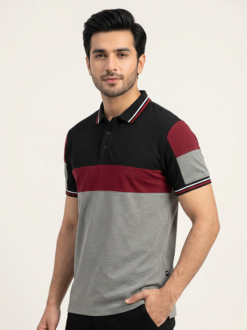 Stylish Spandex Dry Polo Shirt For Men-Black-BE1342/Rt022