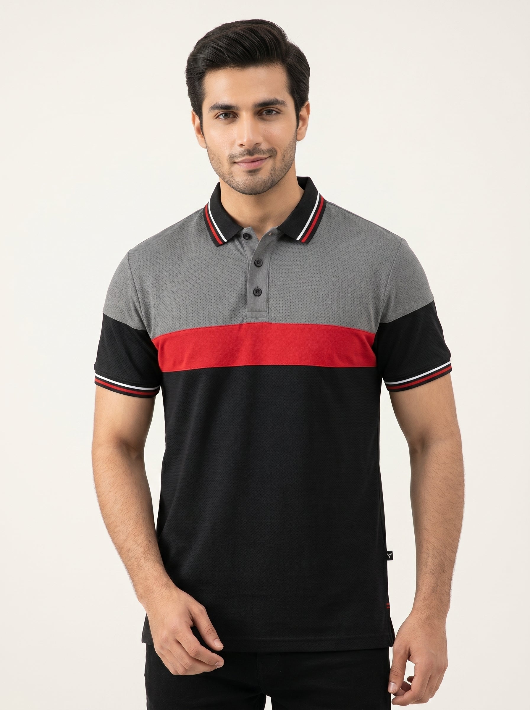 Stylish Spandex Dry Polo Shirt For Men-Black-BE1342/Rt024