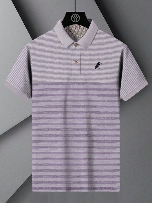 Cxly Half Sleeve Polo For Men-Light Purple Stripe-BR13134