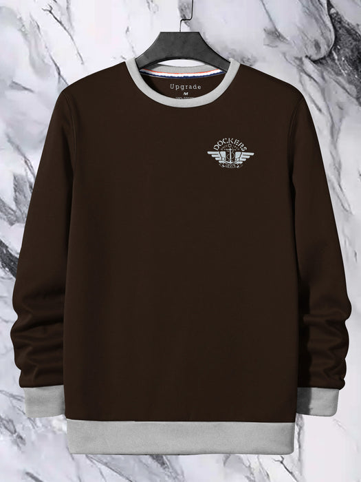 DKRS Fleece Funky Style Sweatshirt For Men-Brown with Grey-BR14454