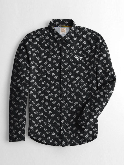 DKRS Premium Casual Shirt For Men-Black with Allover Flower Print-BR13661