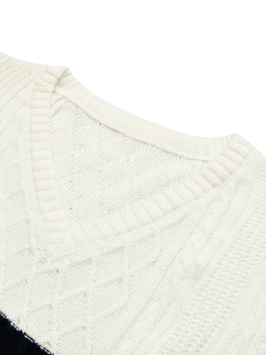 Sixteen Fashion Half Sleeve Knitted Wool Sweater For Women-Off White-BR1225