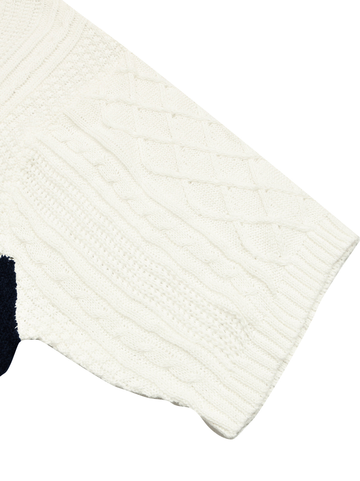 Sixteen Fashion Half Sleeve Knitted Wool Sweater For Women-Off White-BR1225
